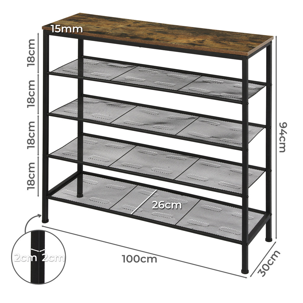 Levede 5-Tier Shoe Rack Storage Cabinet 100cm Wide-1954802690483687426