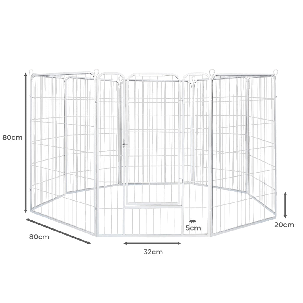 PaWz 8 Panel 32'' Pet Dog Playpen Puppy White 2.5kg Mackerel & Lamb-1966287384760946690