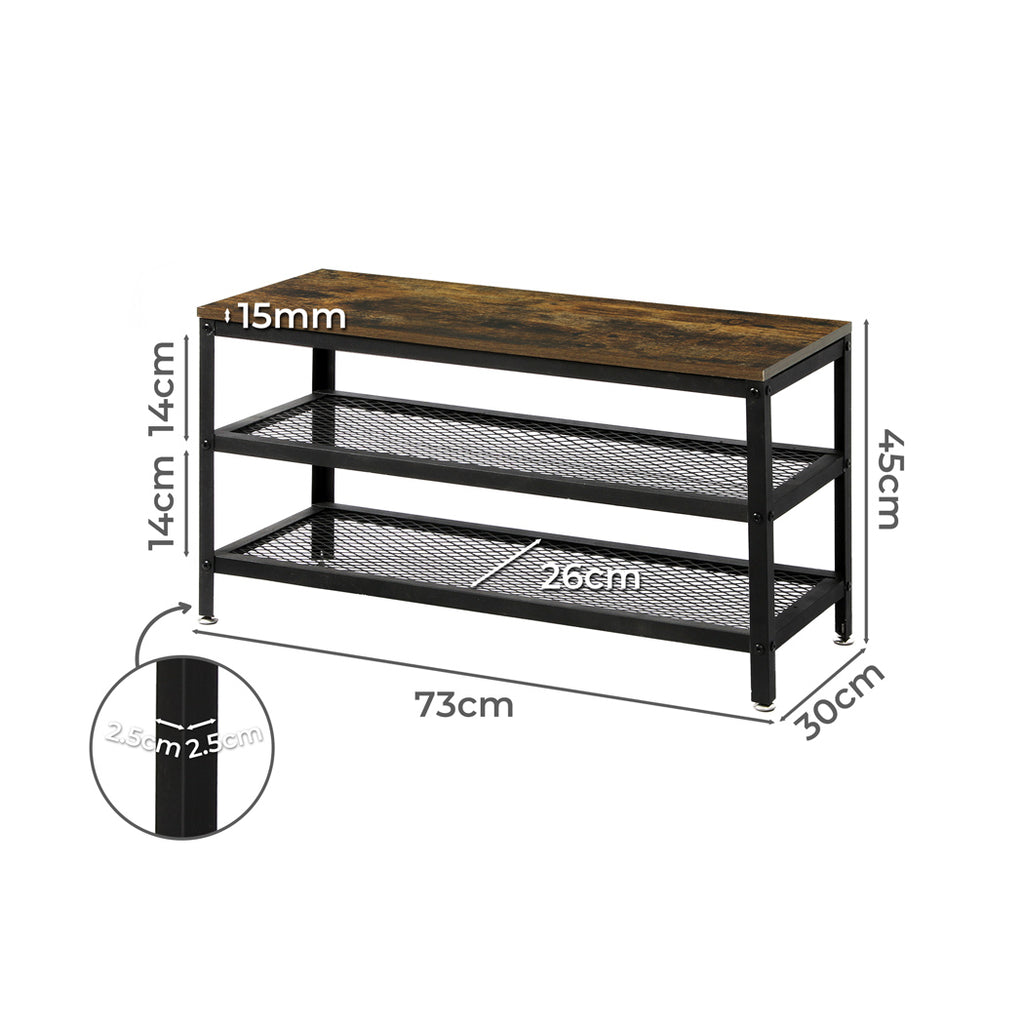 Levede 3-Tier Shoe Rack Bench Storage Cabinet 73cm-1954802690282360834