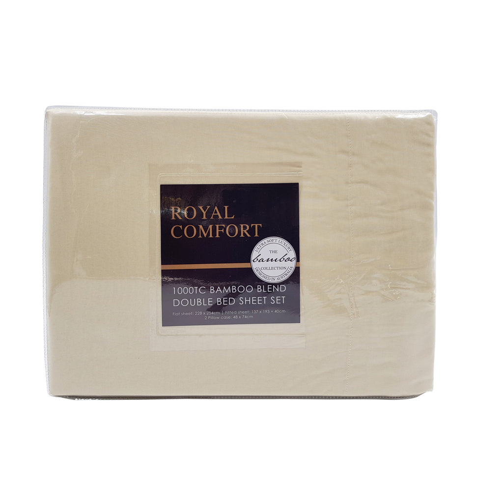 Royal Comfort Blended Bamboo Sheet Set Dark Ivory - Queen-1951134848613748739
