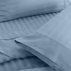 KENSINGTON 1200TC COTTON SHEET SET IN STRIPE-DOUBLE - CHAMBRAY(BLUE)-1951134850039812099