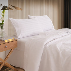 KENSINGTON 1200TC COTTON SHEET SET IN STRIPE-QUEEN - WHITE-1951134850245332992