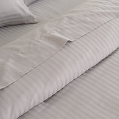 KENSINGTON 1200TC COTTON SHEET SET IN STRIPE-QUEEN - SILVER (GREY)-1951134850631208962