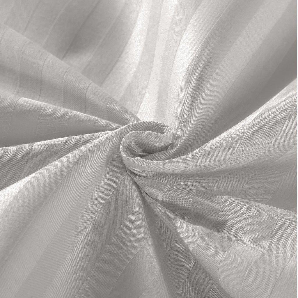 KENSINGTON 1200TC COTTON SHEET SET IN STRIPE- DOUBLE - SILVER (GREY)-1951134851369406471