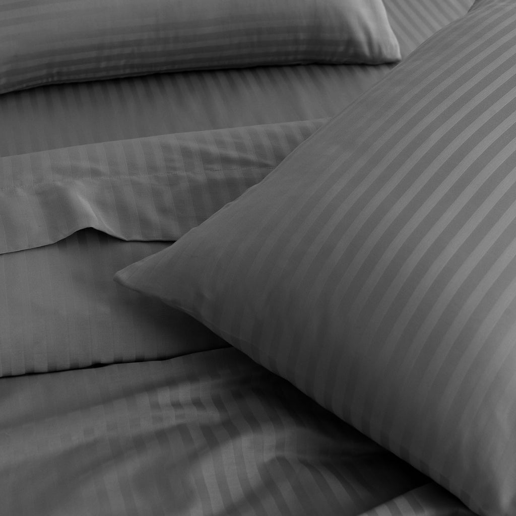 KENSINGTON 1200TC COTTON SHEET SET IN STRIPE-KING - CHARCOAL-1951134851558150147