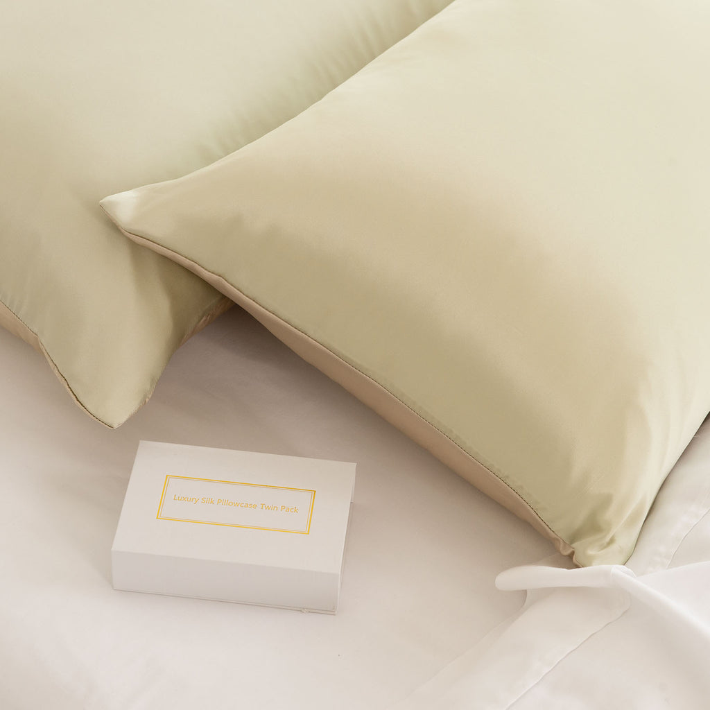 MULBERRY SILK PILLOW CASE TWIN PACK - SIZE: 51X76CM - CHAMPAGNE-1951134813415149571