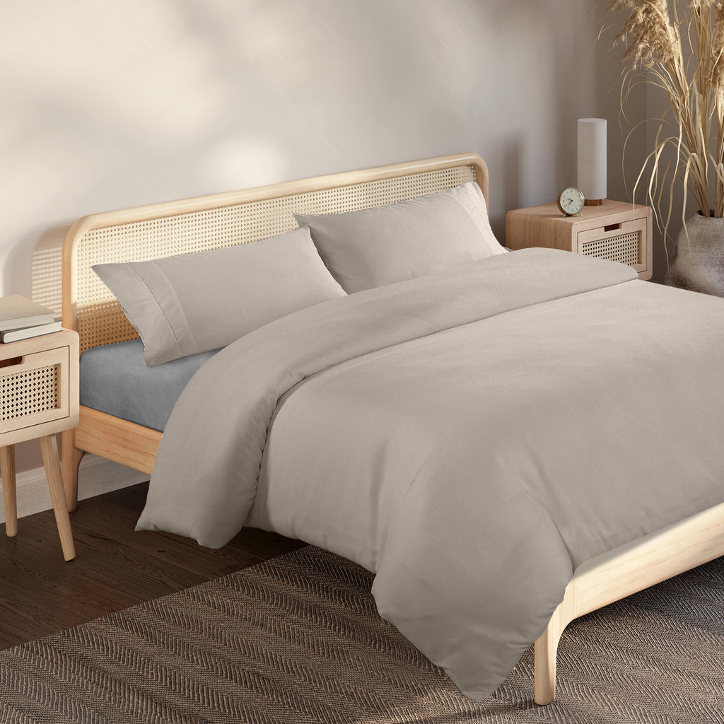 Royal Comfort Blended Bamboo Quilt Cover Sets -Warm Grey-Double-1951134819102625792