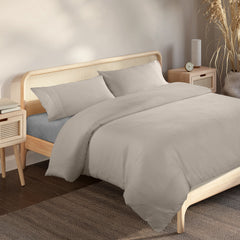 Royal Comfort Blended Bamboo Quilt Cover Sets -Warm Grey-Queen-1951134819664662528