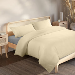 Royal Comfort Blended Bamboo Quilt Cover Set - King - Dark Ivory-1951134820411248640