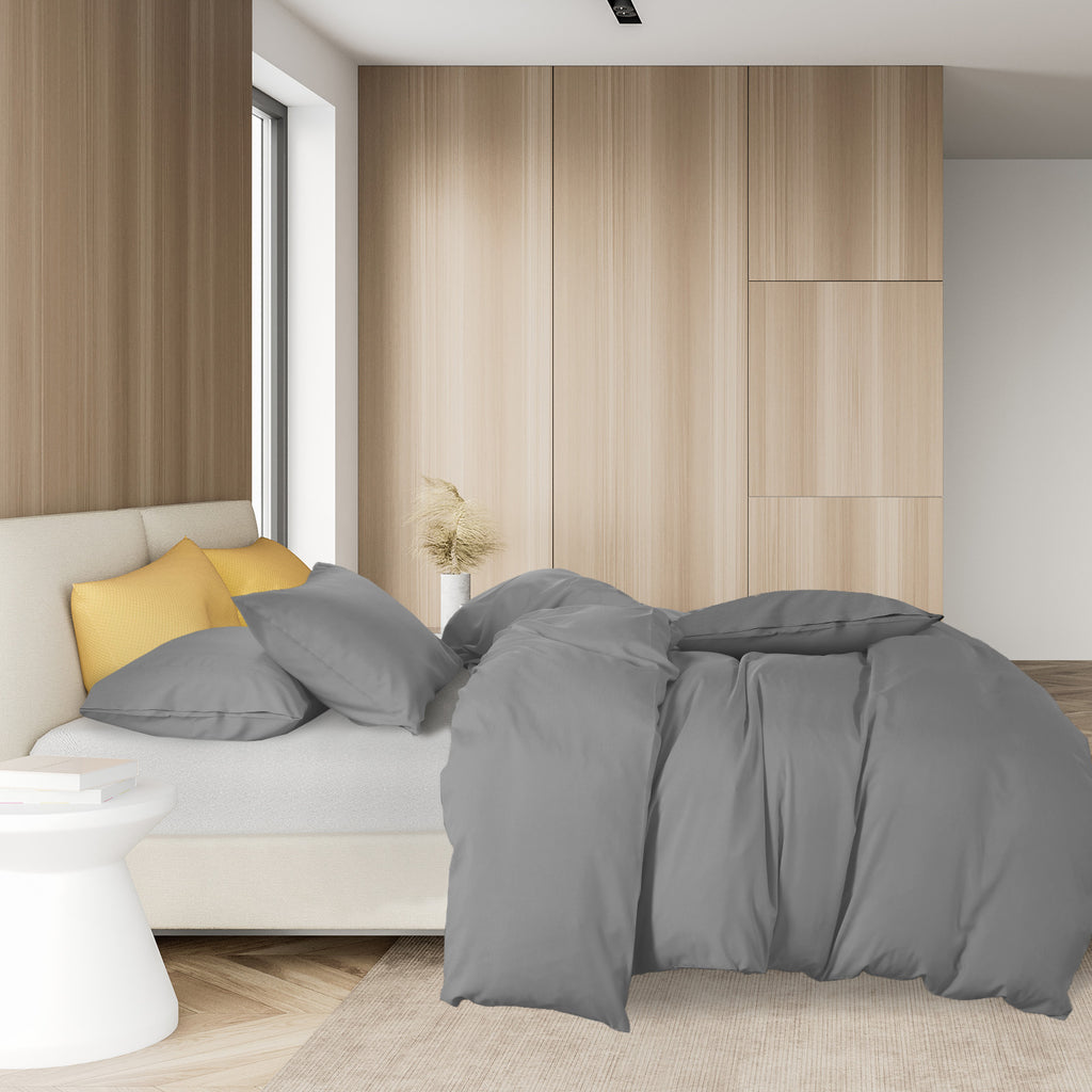 Royal Comfort 1000TC Cotton Blend Quilt Cover Sets Queen - Charcoal-1951134821333995522