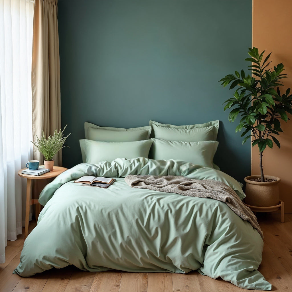 Royal Comfort 1000TC Cotton Blend Quilt Cover Set - King  Green Mist-1951134822881693696