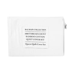 Royal Comfort - Balmain 1000TC Bamboo cotton Quilt Cover Sets (Queen) - White-1951134823074631687
