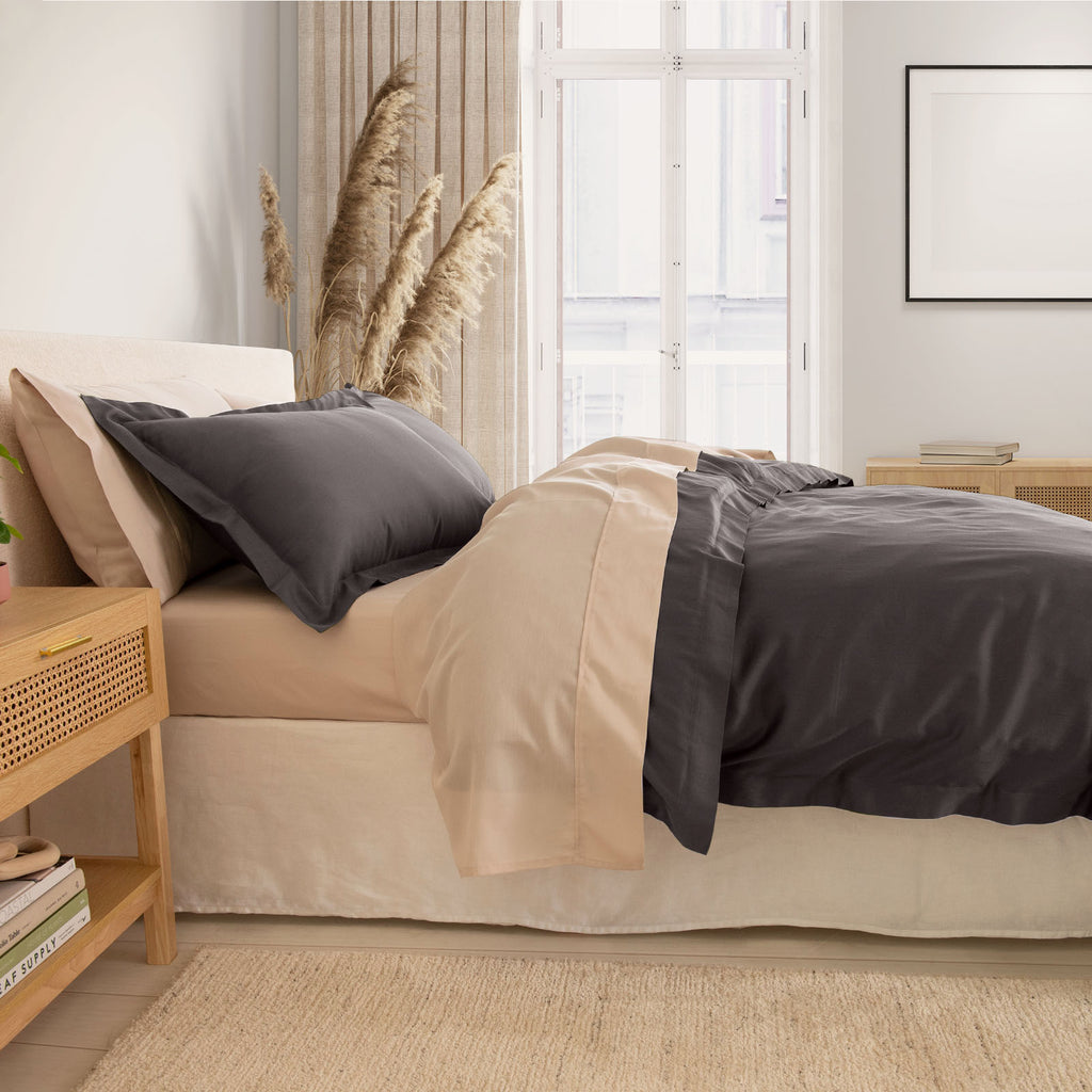 Royal Comfort - Balmain 1000TC Bamboo cotton Quilt Cover Sets (Queen) - Pewter-1951134823263375362