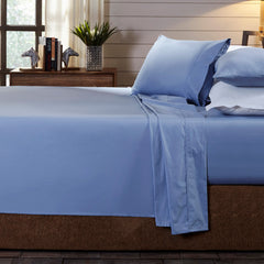 Royal Comfort - 250TC 100% Organic Cotton 4 Piece Sheet Set - Queen - Indigo-1951134855614042112