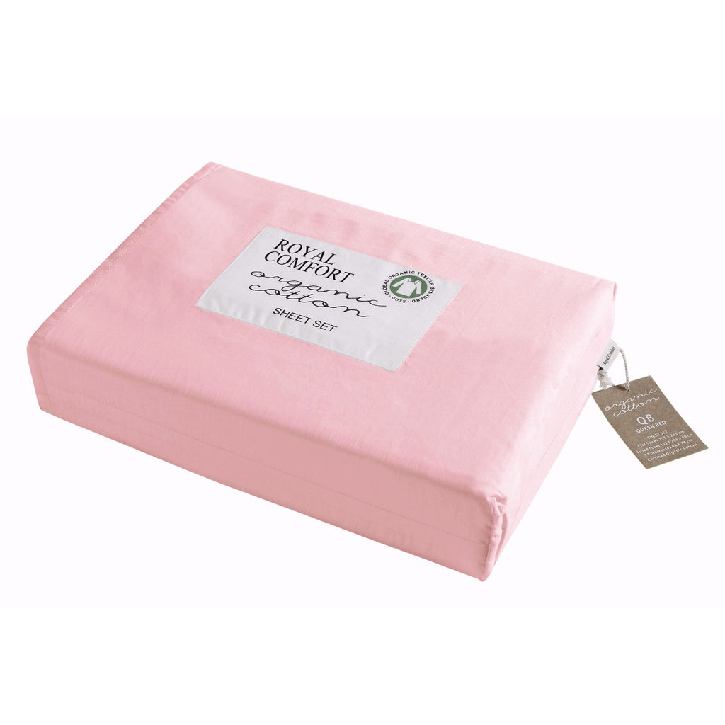 Royal Comfort - 250TC 100% Organic Cotton 4 Piece Sheet Set - King - Blush-1951134856708755457