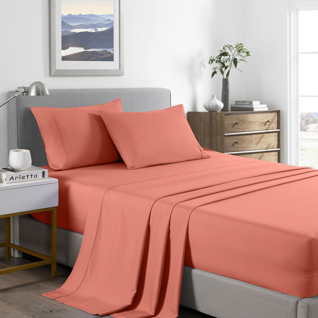 Royal Comfort Bamboo Cooling 2000TC Sheet Set - Double-Peach-1951134860265525248