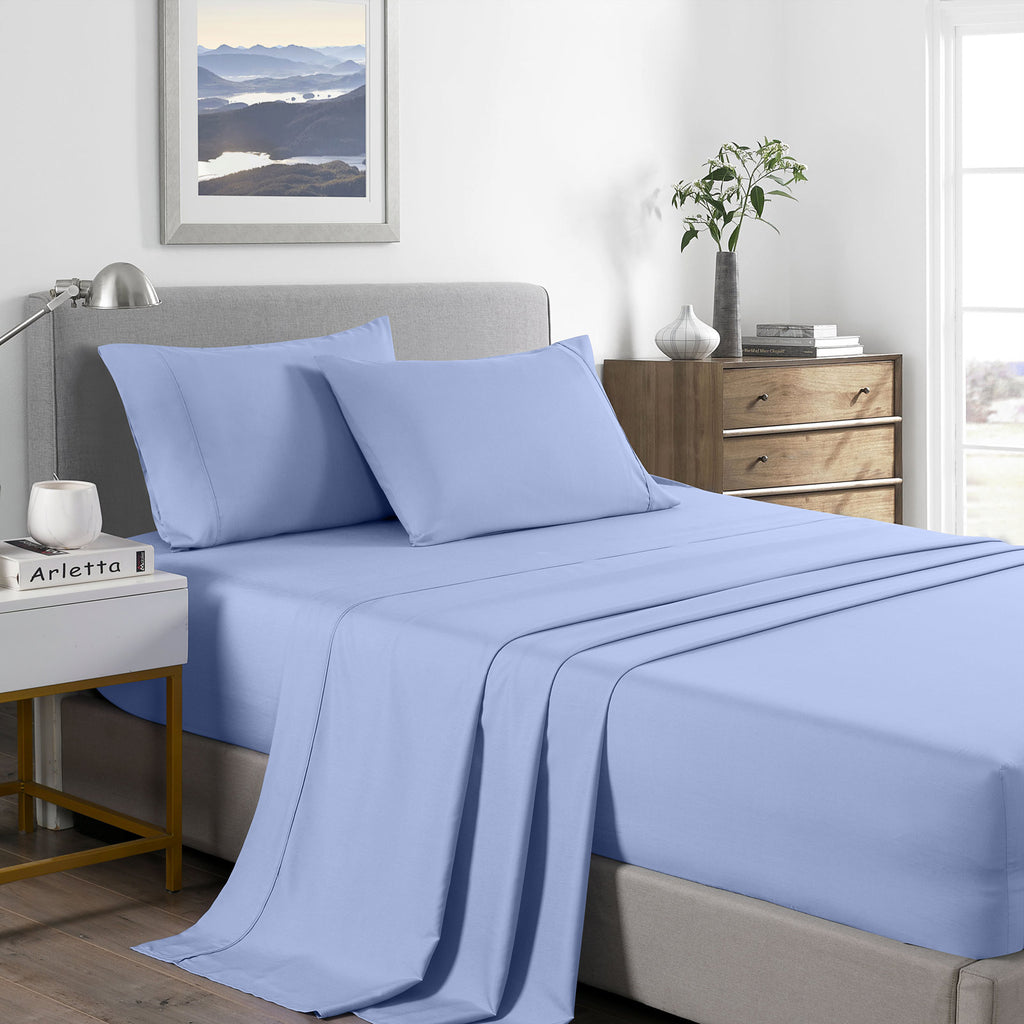 Royal Comfort Bamboo Cooling 2000TC Sheet Set - Single-Light Blue-1951134863952318464