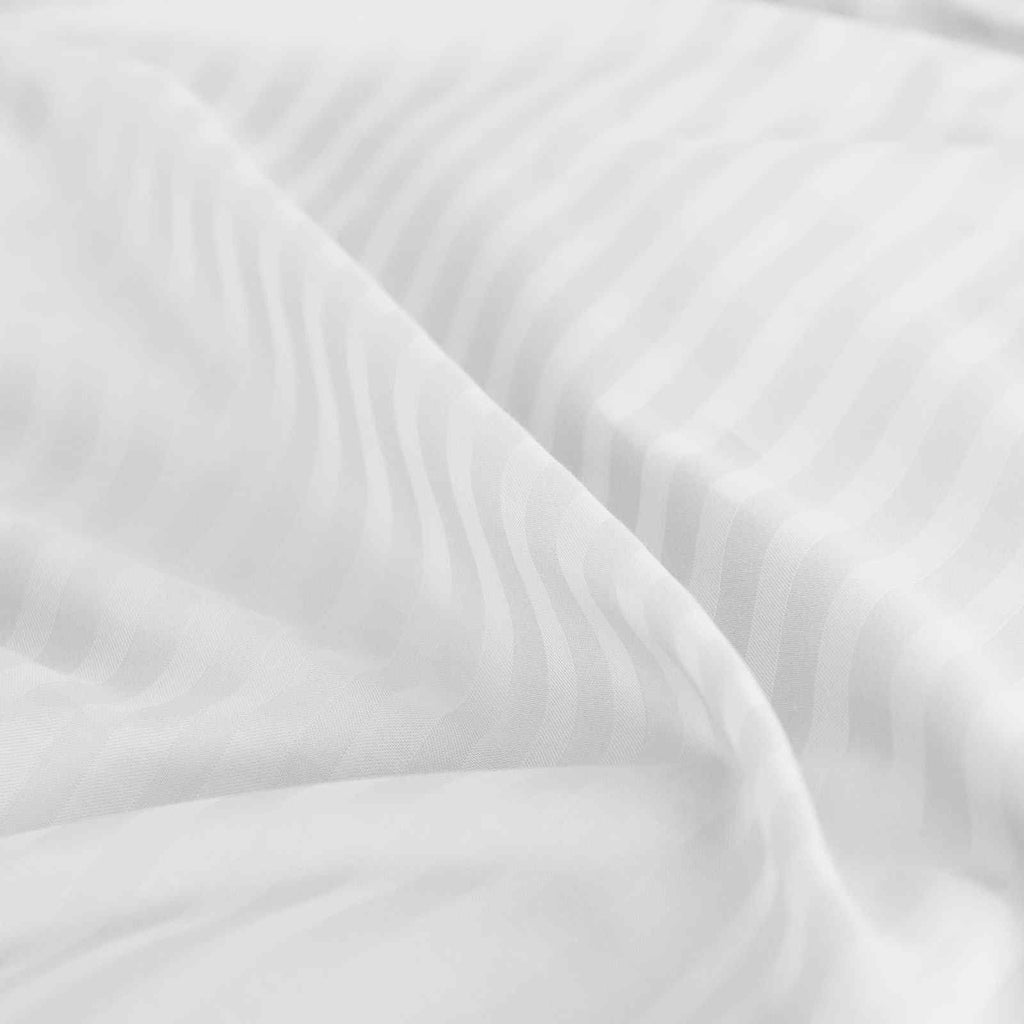 Royal Comfort 1200 Thread count Damask Stripe Cotton Blend sheet sets Queen White-1951134866385014788