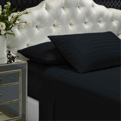Royal Comfort 1200 Thread count Damask Stripe Cotton Blend sheet sets King Charcoal Grey-1951134867282595842