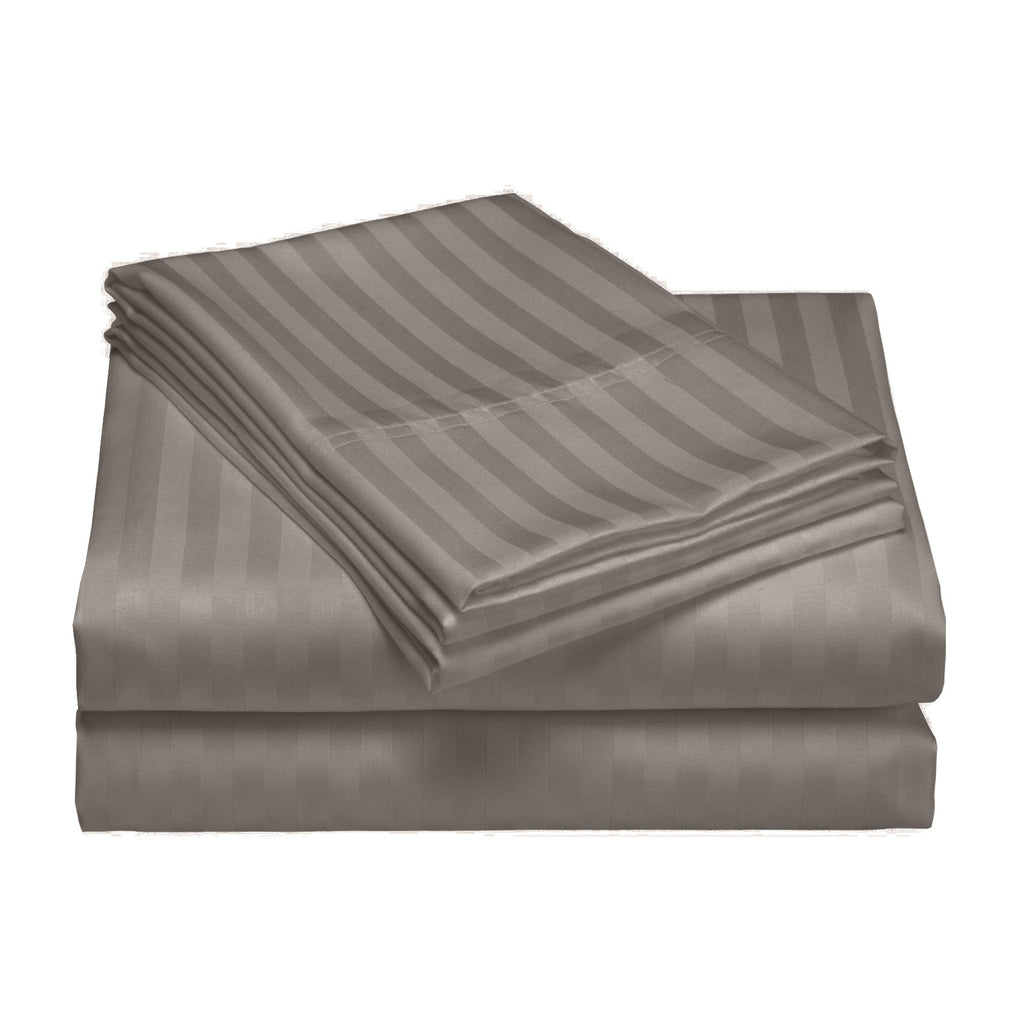 Royal Comfort 1200 Thread count Damask Stripe Cotton Blend Quilt Cover Sets King Charcoal Grey-1951134825826095107