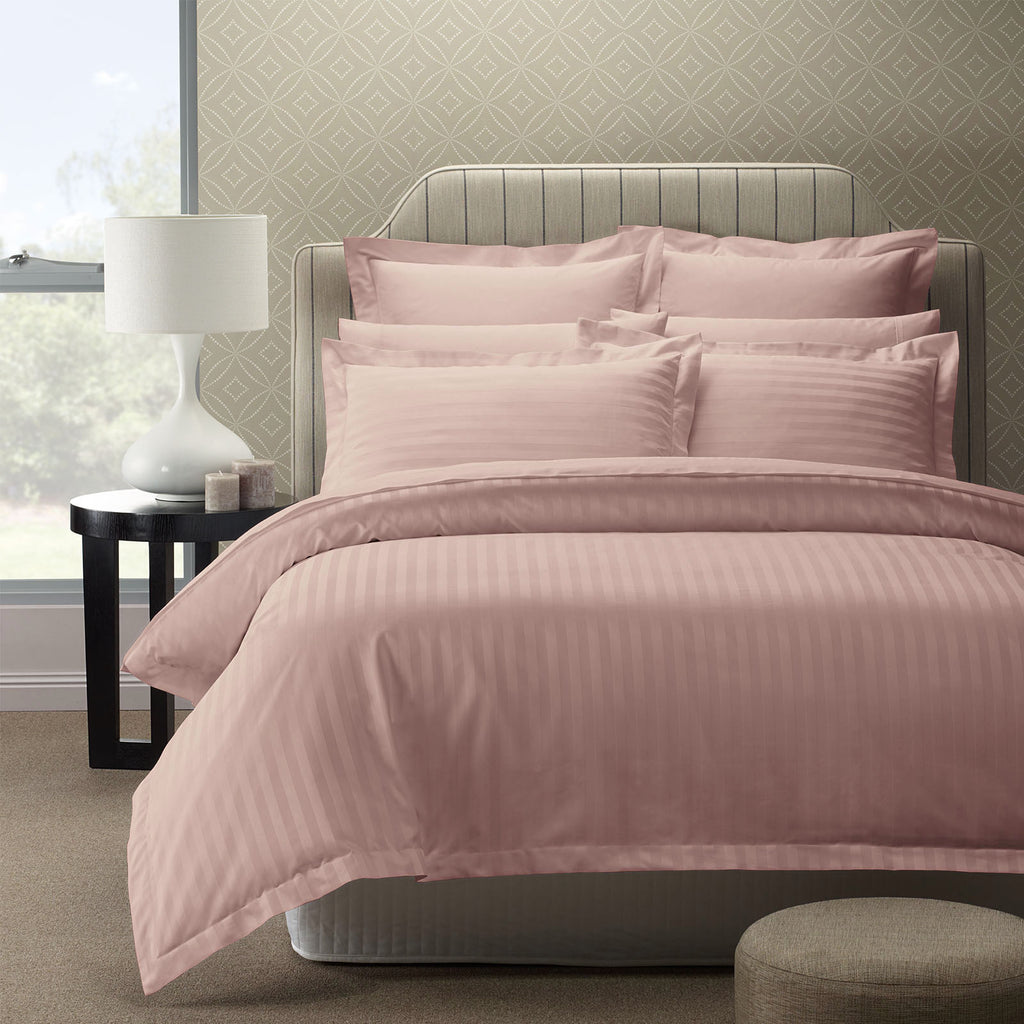 Royal Comfort 1200 Thread count Damask Stripe Cotton Blend Quilt Cover Sets King Blush-1951134826165833728