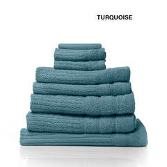 Royal Comfort Eden Egyptian Cotton 600 GSM 8 Piece Towel Pack Turquoise-1951134892721049604