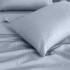 Royal Comfort 1200 Thread count Damask Stripe Cotton Blend sheet sets King Blue Fog-1951134870315077636