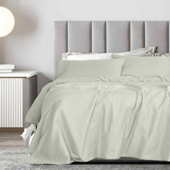 Royal Comfort 1200 Thread count Damask Stripe Cotton Blend sheet sets King Pebble-1951134870528987137