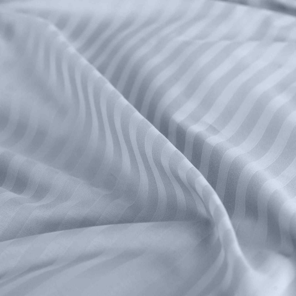 Royal Comfort 1200 Thread count Damask Stripe Cotton Blend sheet sets Queen Blue Fog-1951134871242018820