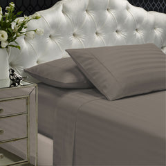 Royal Comfort 1200 Thread count Damask Stripe Cotton Blend sheet sets Queen Pewter-1951134872068296704