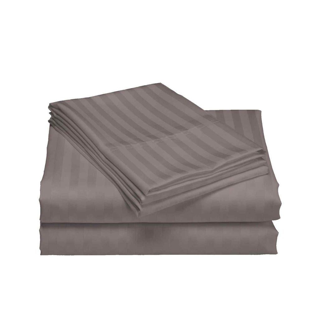 Royal Comfort 1200 Thread count Damask Stripe Cotton Blend sheet sets Queen Pewter-1951134872068296707