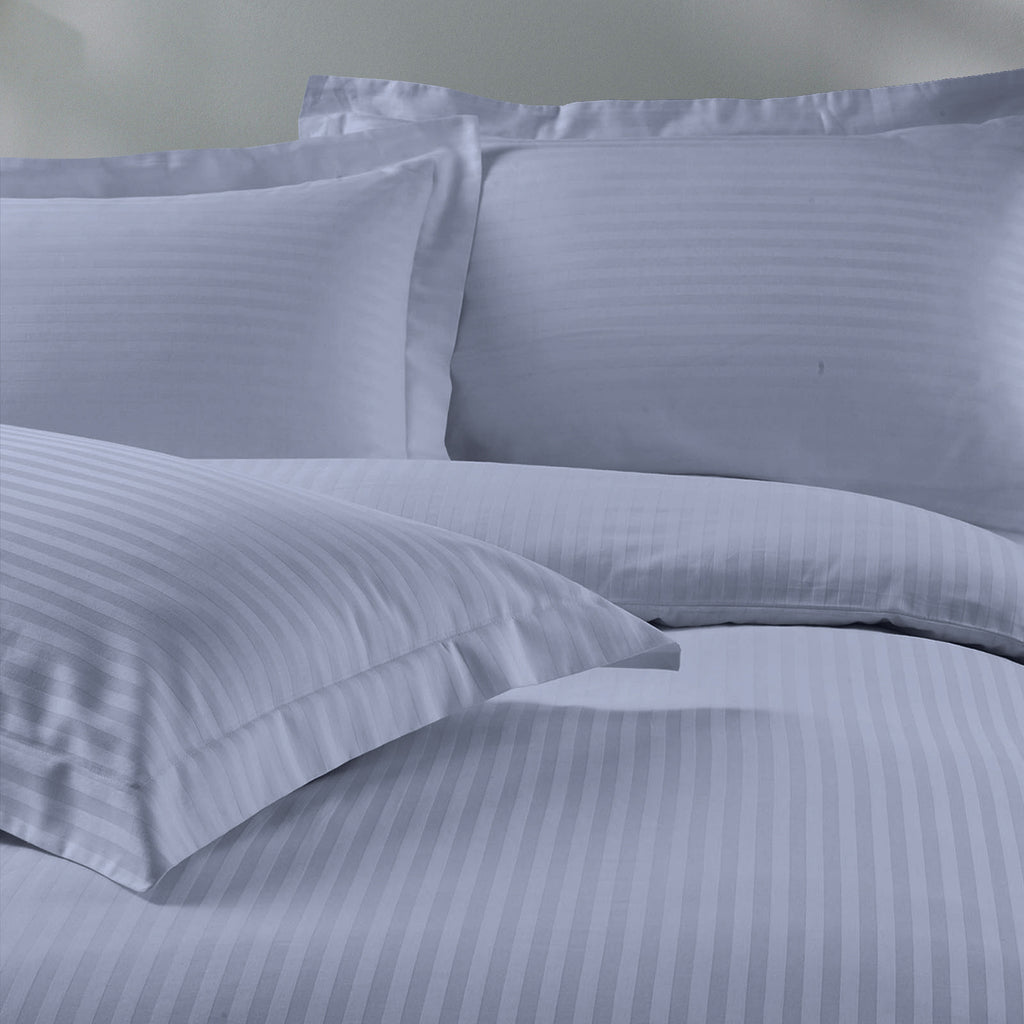 Royal Comfort 1200 Thread count Damask Stripe Cotton Blend Quilt Cover Sets King Blue Fog-1951134826325217281