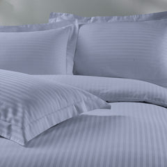 Royal Comfort 1200 Thread count Damask Stripe Cotton Blend Quilt Cover Sets King Blue Fog-1951134826325217281