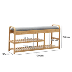 Levede Bamboo Shoe Rack Bench Entryway Seat-1954802383645184002