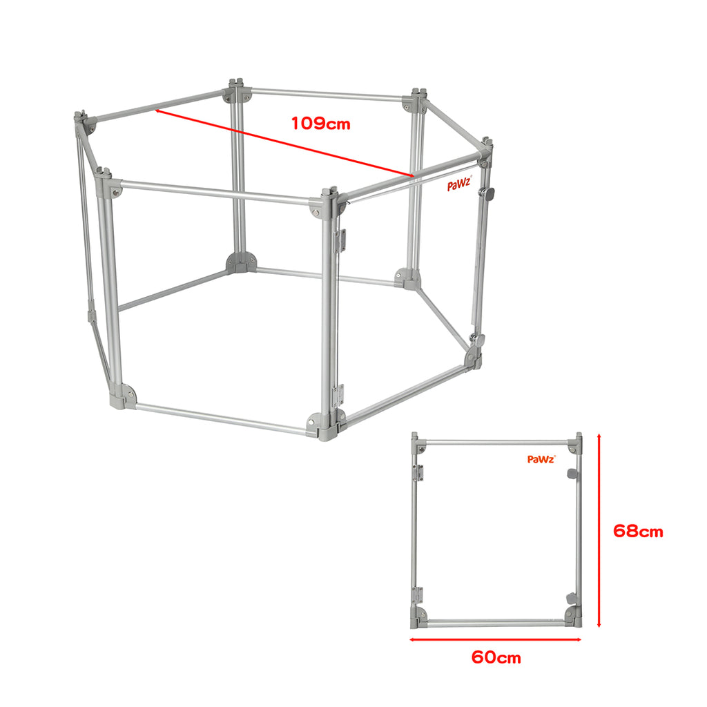 Pawz Pet Playpen Transparent Acrylic Clear Folding Dog Fence Kennel 6 Panel-1954802349851676674