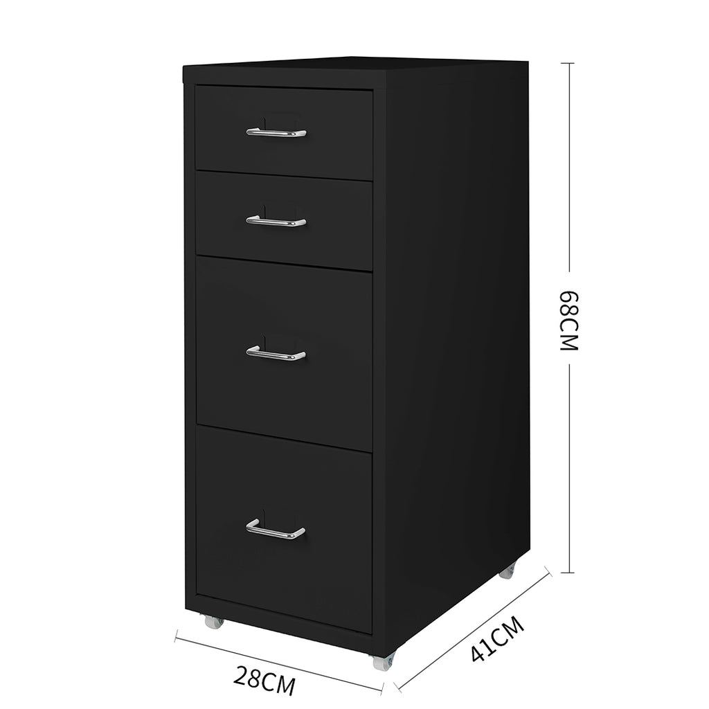 Levede 4 Drawer Office Drawers Cabinet Black-1954802724730179586