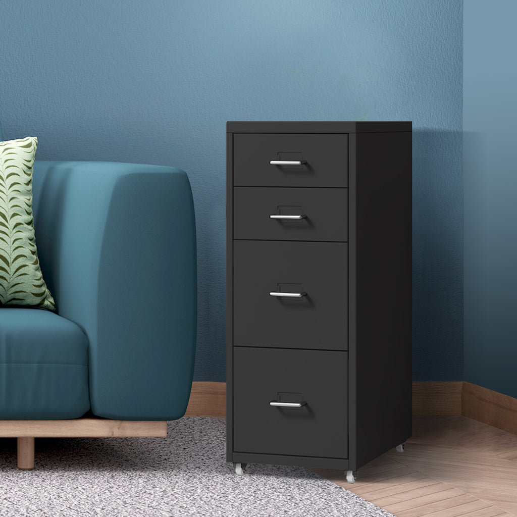 Levede 4 Drawer Office Drawers Cabinet Black-1954802724730179592