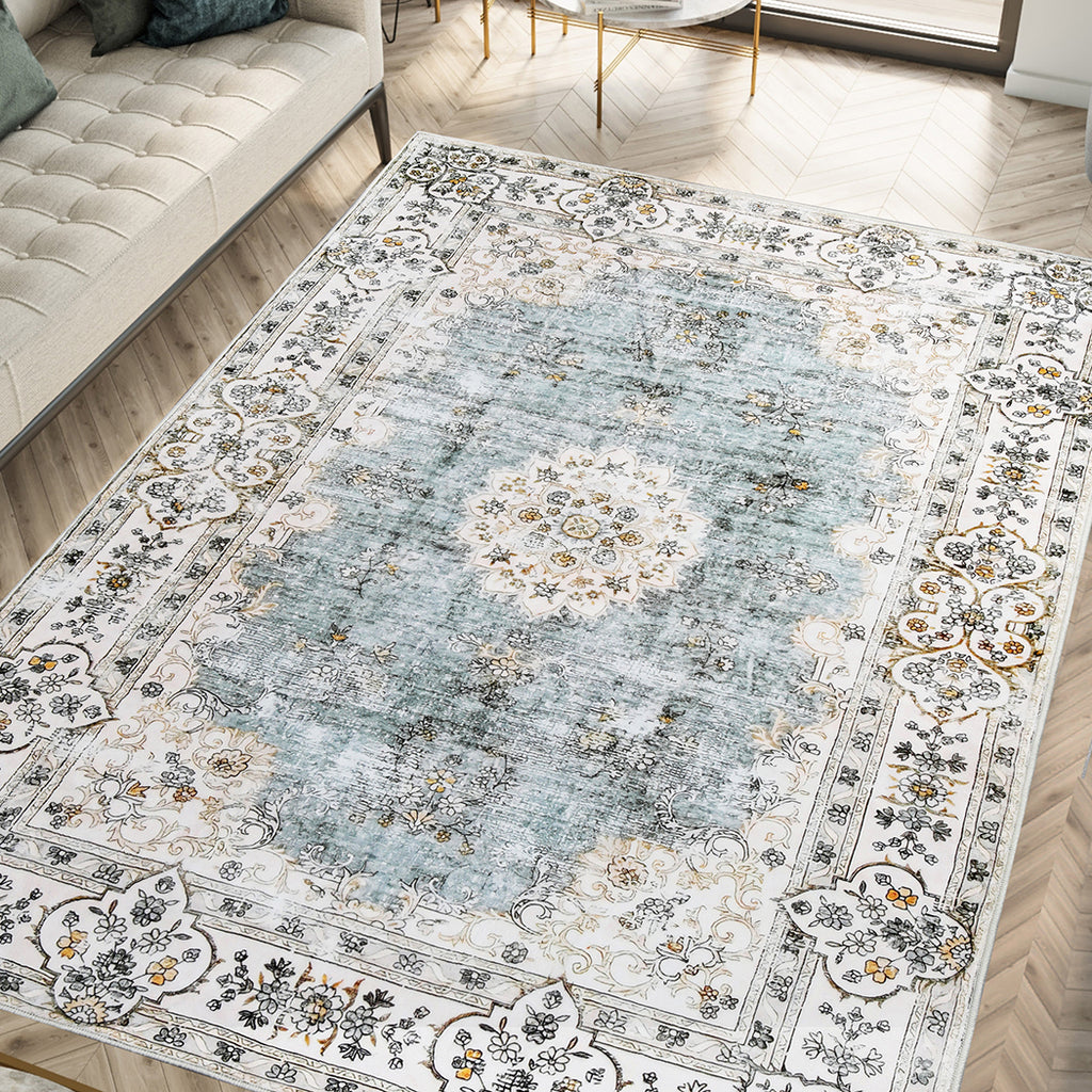 Marlow Floor Rug Short Pile Washable Vintage Carpet Soft Plush Non Slip 80x120-1954802391035547655
