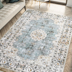 Marlow Floor Rug Short Pile Washable Vintage Carpet Soft Plush Non Slip 80x120-1954802391035547655