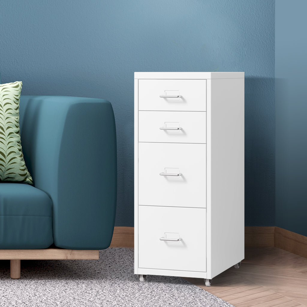 Levede 4 Drawer Office Drawers Cabinet White-1954802724906340360