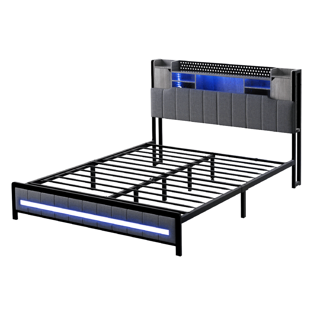 Levede Queen Bed Frame with Storage Headboard RGB LED-1954802450150068232