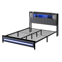 Levede Queen Bed Frame with Storage Headboard RGB LED-1954802450150068232