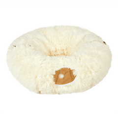 Pawz Cat Tunnel Foldable Fluffy Plush Play Tube Beige-1954802453568425992