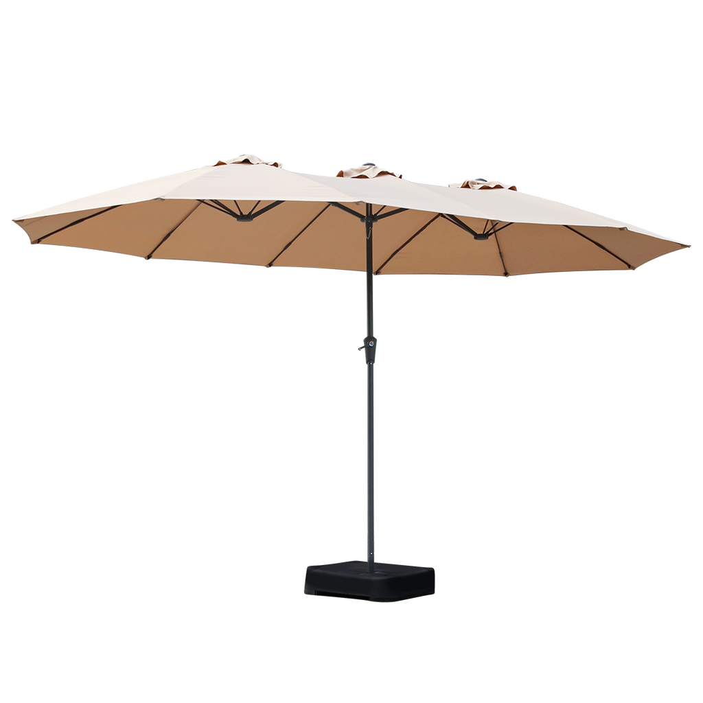 Centra 4M Double-sided Patio Umbrella Outdoor Umbrella Base Stand Khaki-1954802422698348552