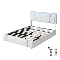 Levede Double Bed Frame With Adjustable Headboard White-1954802444223516680