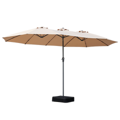 Centra 4.5M Double-sided Patio Umbrella Outdoor Umbrella Base Stand Khaki-1954802422325055496