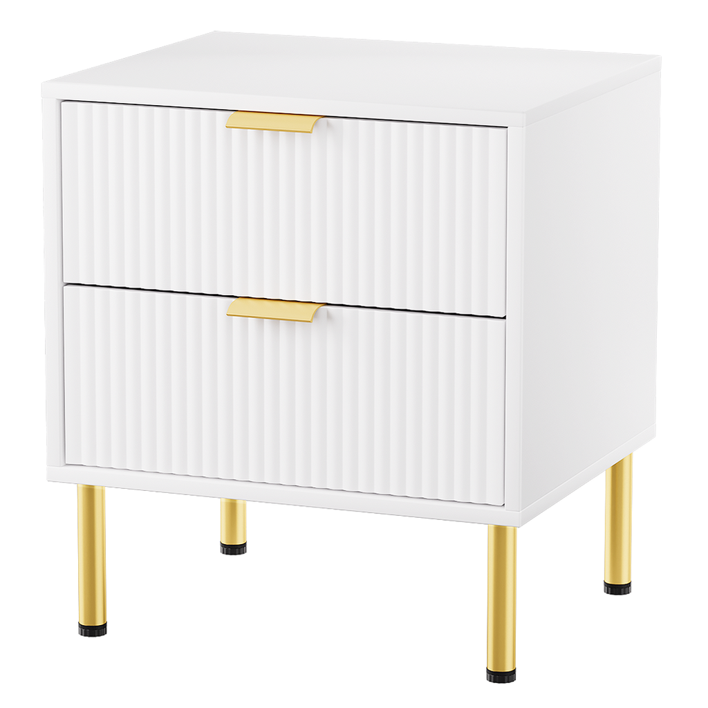 Levede Bedside Table with 2 Drawers White Metal Legs-1954802444596809736
