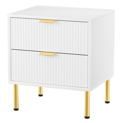 Levede Bedside Table with 2 Drawers White Metal Legs-1954802444596809736