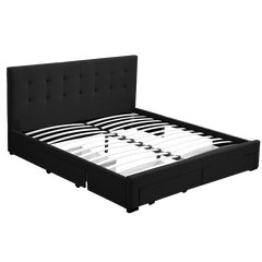 Levede Queen Bed Frame Fabric Tufted Dark Grey-1972833487778091016