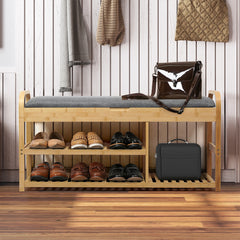 Levede Bamboo Shoe Rack Bench Entryway Seat-1954802383645184006